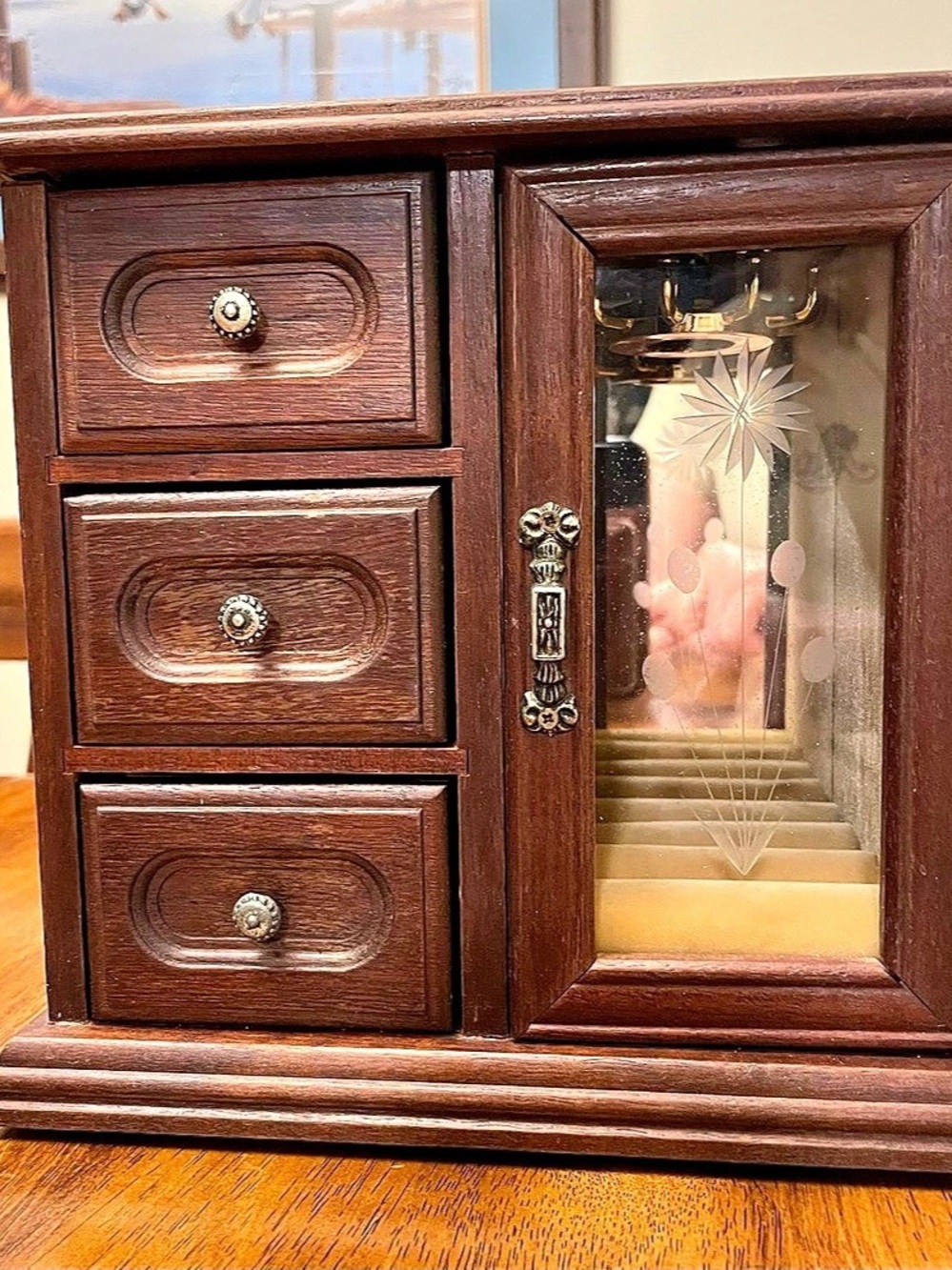 Vintage Jewelry cabinet Wood Brown